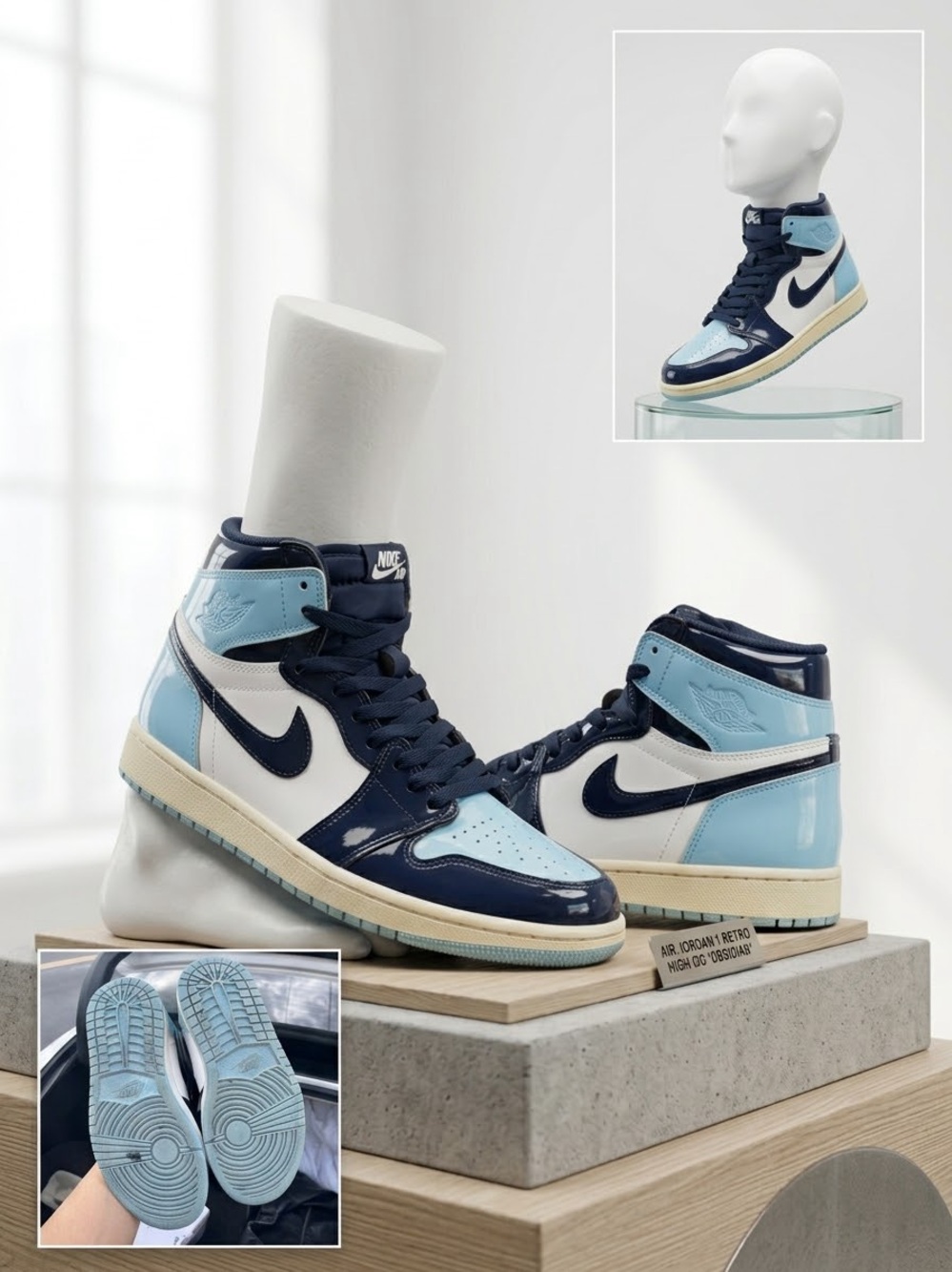 Nike Women’s High-Top Sneakers in Navy, Light Blue & White